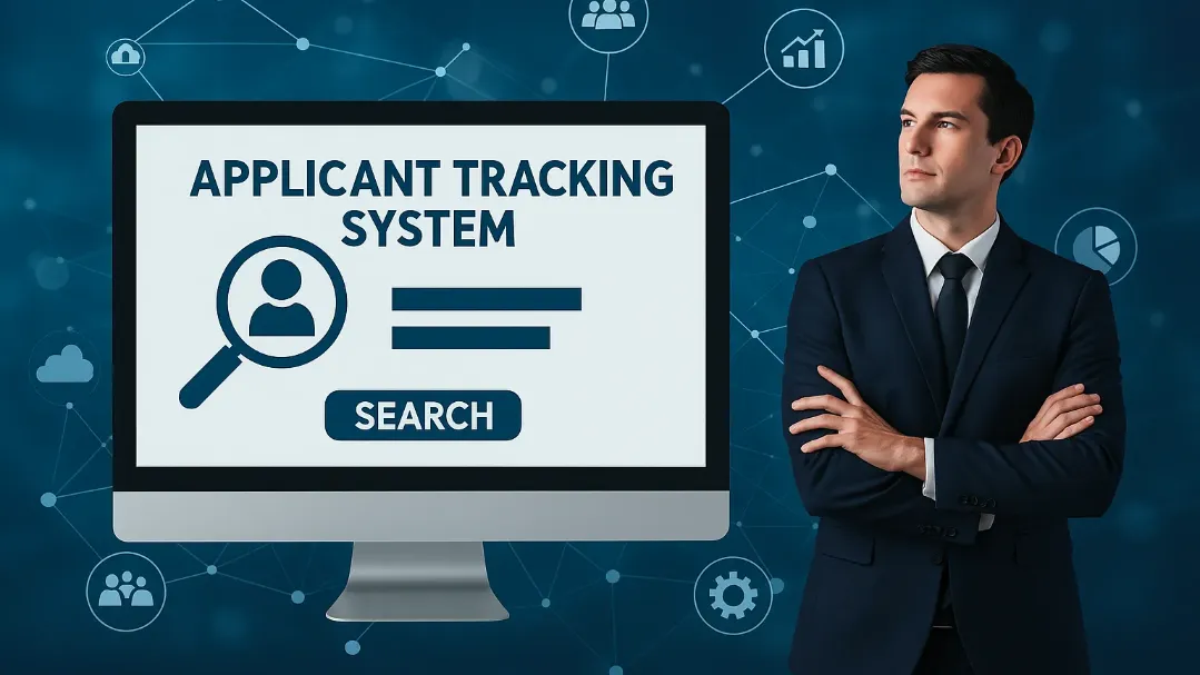 Digital illustration showing recruitment professionals leveraging an Applicant Tracking System (ATS) to streamline candidate sourcing, screening, and placement processes, symbolizing efficiency and success in hiring.